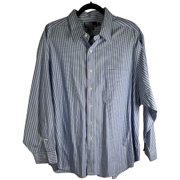 POLO by Ralph Lauren Andrew 100% Cotton Mens Size 18 34/35 Light Blue & White - Picture 1 of 9